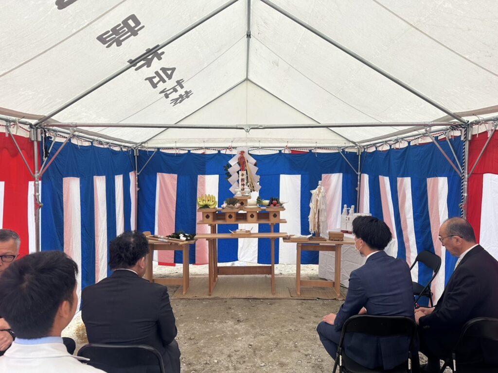大阪府藤井寺市倉庫建設/地鎮祭の様子